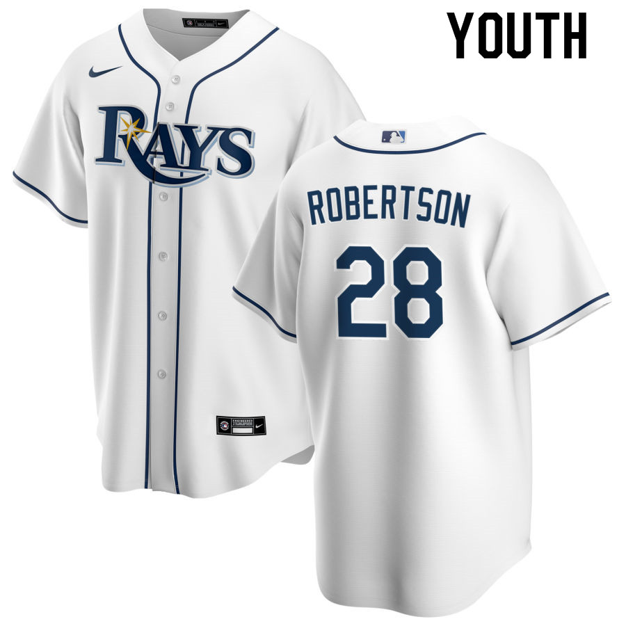 Nike Youth #28 Daniel Robertson Tampa Bay Rays Baseball Jerseys Sale-White - Click Image to Close